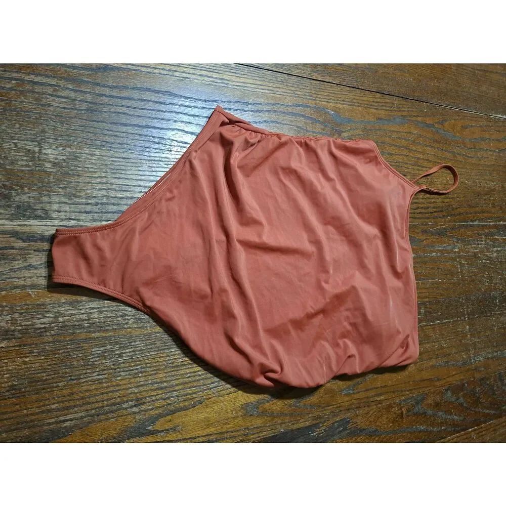 Large Orange One Shoulder One Piece Swimsuit Bathing Suit Swimwear